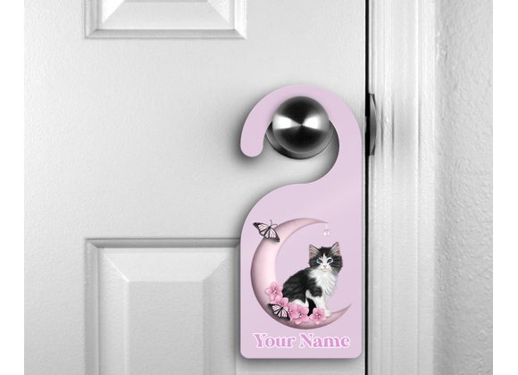 Personalised Cat in the moon door hanger