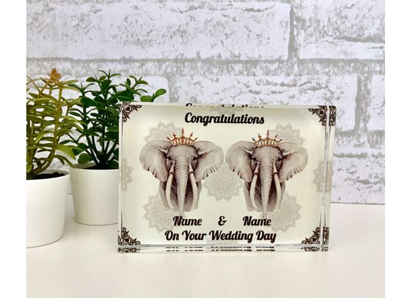 Personalised Elephant congratulations crystal block