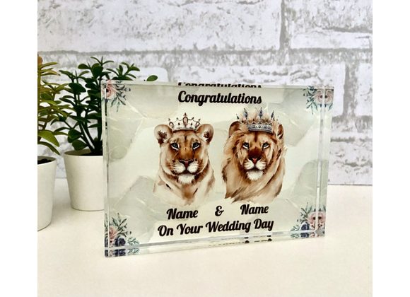 Personalised Lion congratulations crystal block