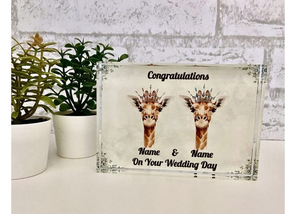 Personalised Giraffe congratulations crystal block