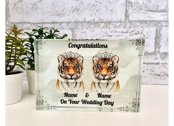 Personalised Tiger congratulations crystal block