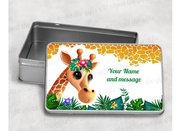 Giraffe tins, male and female giraffes