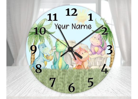 Glass Personalised 30cm Dino clock 