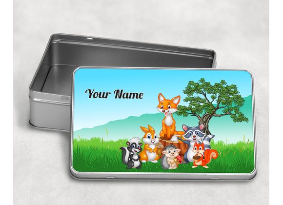Personalised woodland animal tin