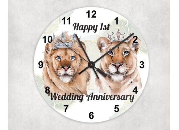 Glass Anniversary lion clock 