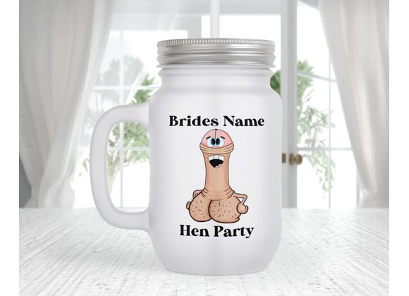 Personalised frosted mason Jar for hen parties