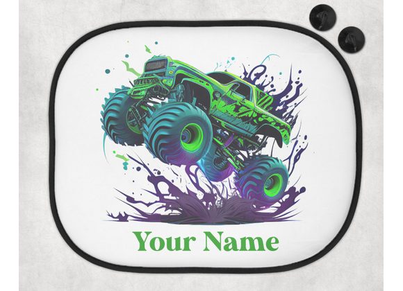 Green Monster truck window shade