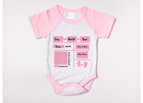 Pink Baby birth stats vest/bodysuit