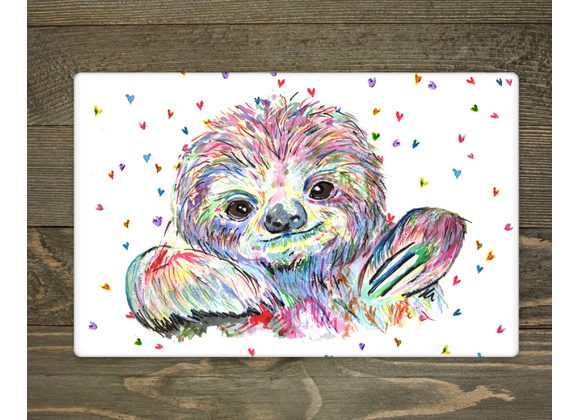 Sloth with hearts background
