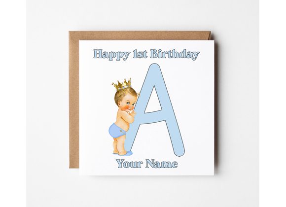 Baby boy first birthday 8 inch card