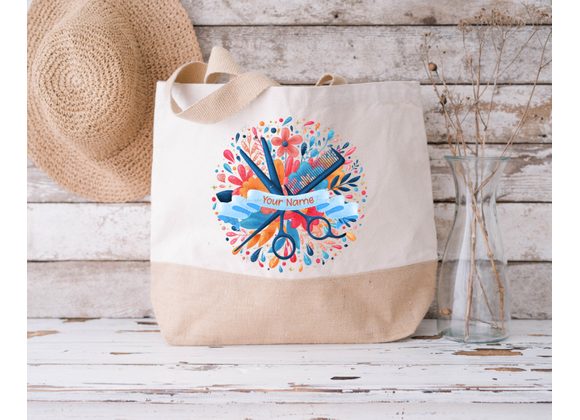 Hairdressers Jute Bag, Personalised Jute Bag, Reusable Shopping Bag, Jute Bag Gift, Hair Stylist Birthday Gift, Women’s Hairdressing Gift