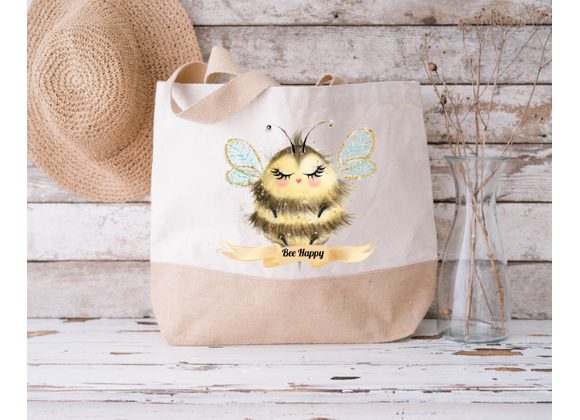 Bumblebee Jute Bag, Sustainable Jute Bag, Bumble Bee Reusable Shopping Bag, Jute Bag Gift For Her, Birthday Gifts, Bumblebee Gifts, Be Kind