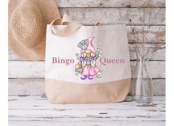 Bingo Jute Bag, Gonk Gift For Her, Sustainable Jute, Reusable Shopping Bag, Birthday Gifts, Mums Bingo Bag, Her Bingo Gift, Nans Bingo Bag