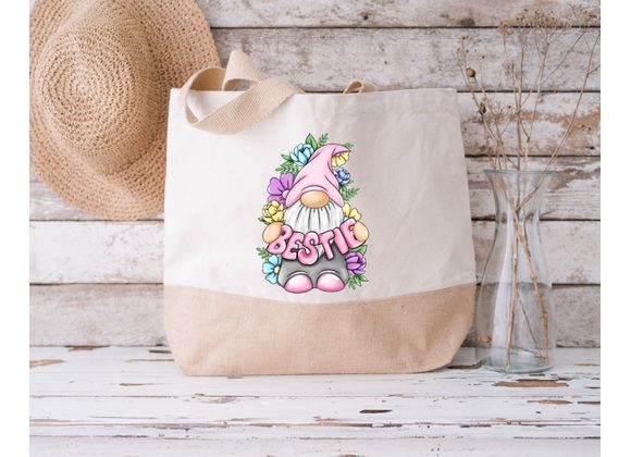 Bestie Jute Bag, Gonk Tote Bag, Birthday Gift For Best Friend, Reusable Shopping Bag, Gonk Birthday Gift, Sustainable Jute Bag, Bestie Gift