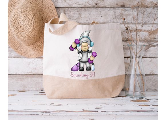 Yoga Jute Bag, Sustainable Jute Bag, Reusable Bag, Jute Bag Gift For Her, Gonk Gym Bag, Yoga Tote Bag For Her, Workout Bag, Gonk Theme Gift