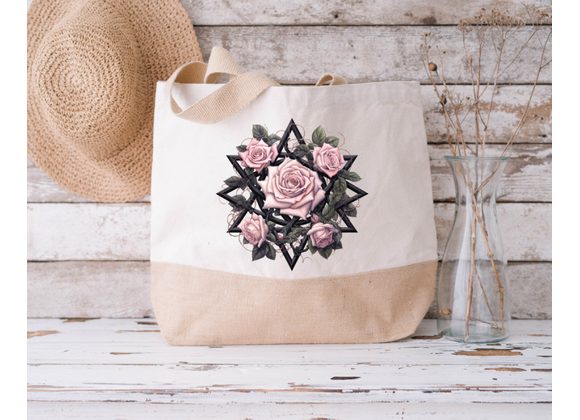 Gothic Style Jute Bag, Sustainable Jute Bag, Reusable Shopping Bag, Jute Bag Gift For Her, Goth Birthday Gifts, Gothic Pink Roses, Book Bag