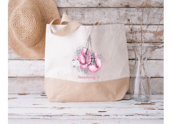 Personalised Boxing Jute Bag, Sustainable Jute Bag, Boxing Gloves Reusable Bag, Boxers Shopping Bag, Jute Bag Gift For Her, Birthday Gifts