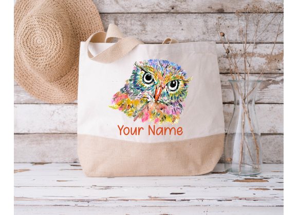 Personalised Owl Jute Bag, Sustainable Shopping Bag, Nature Themed Gifts, Owl Gift, Reusable Bag, Owl Birthday Gift, Owl Tote Bag For Her