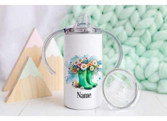 Flowers in wellies sippy cups