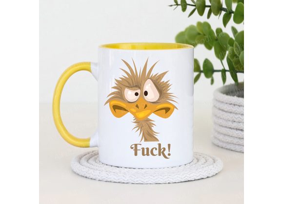 Funny Emu Face Mug with a one word expletive