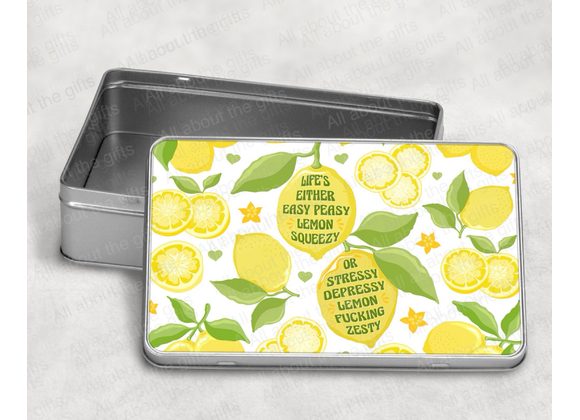 Easy Peasy Lemon squeezy storage tin, perfect for keeping those small kitchen or stationary items in
