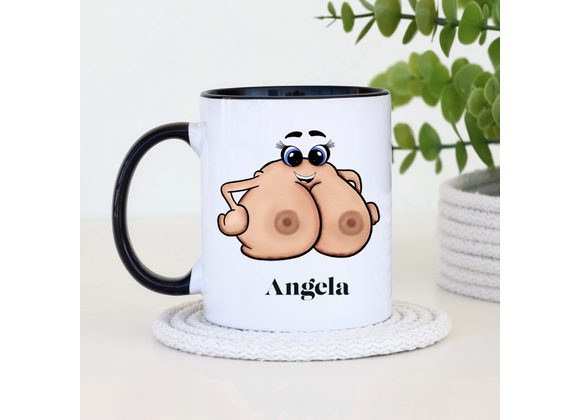 Hilarious Rude Mugs depicting Cartoon style Boobs