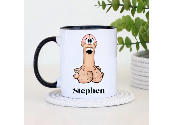 Hilarious rude mugs depicting Cartoon Style Willies