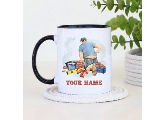 Personalised Brickie Mug – 11oz with Colour Handle & Inner