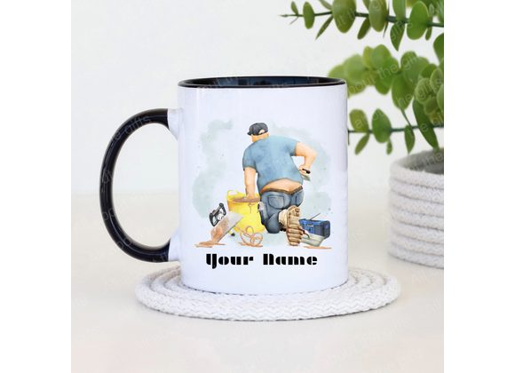 Personalised Plasterer Mug – 11oz with Colour Handle & Inner