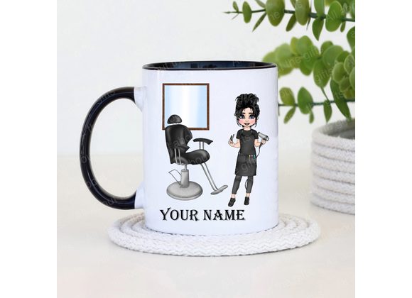 Personalised Female Barber Mug – 11oz with Colour Handle & Inner