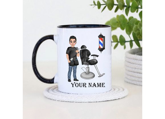 Fun Personalised Barber Mug – Custom Name & Colours
