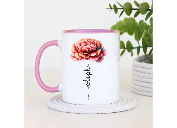 Personalised Carnation Mug – Custom Name & Colours