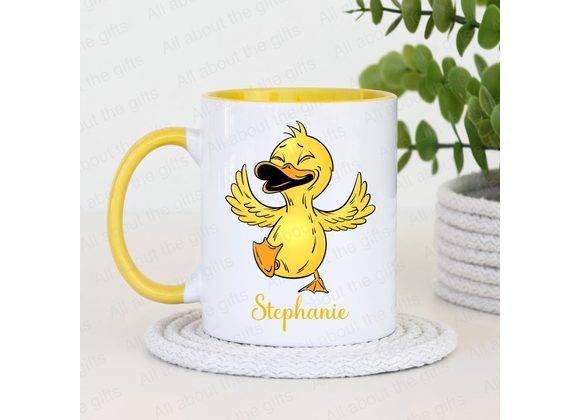 Happy Dancing Duck Mug – Personalised Cartoon style Coffee & Tea mug