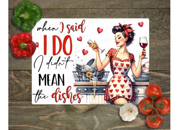 Retro 1950s Housewife Glass Worktop Saver – Funny Kitchen Decor