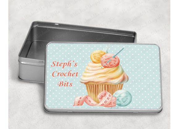 Personalised Craft Cupcake Storage Tin – Knitting, Crochet & Sewing Designs