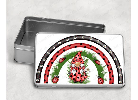 Ladybird Rainbow Storage Tin – Gnome & Ladybirds Design, Whimsical Keepsake