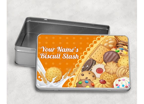 Personalised Biscuit Storage Tin – Splashing Biscuit in Milk Design, Snack Keepsake Box