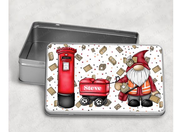 Personalised Postman – Letters, Parcels & Red Post Box tin