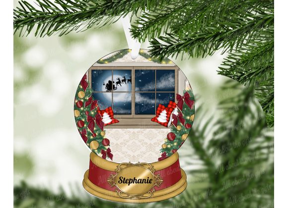 Personalised Christmas Window Ornament – 100mm x 78mm Gloss or Glitter MDF