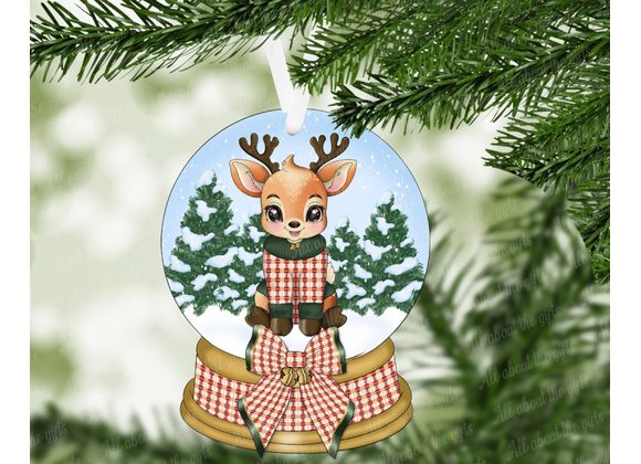 Comet the Reindeer Christmas Ornament – 100mm x 78mm Gloss or Glitter MDF