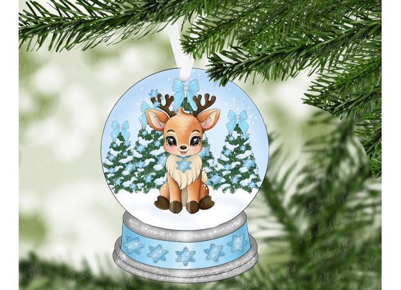 Dancer Reindeer Snow Globe – 100mm x 78mm Gloss or Glitter MDF Christmas Decoration