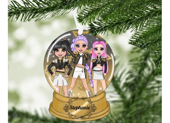 Personalised K-pop Girl Group Ornament – 3 Colour Options | 100mm MDF Snow Globe 