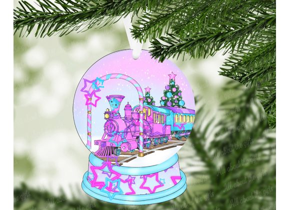 K-pop Christmas Express Snow Globe Ornament – 100mm MDF Festive Train Design