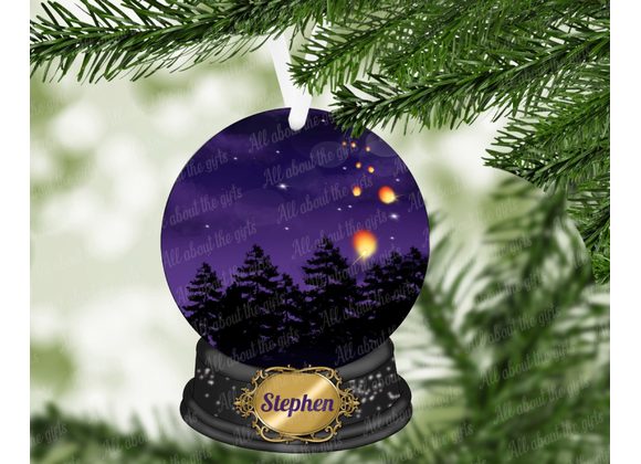Personalised Lantern Sky at Night Ornament – 100mm MDF Snow Globe 