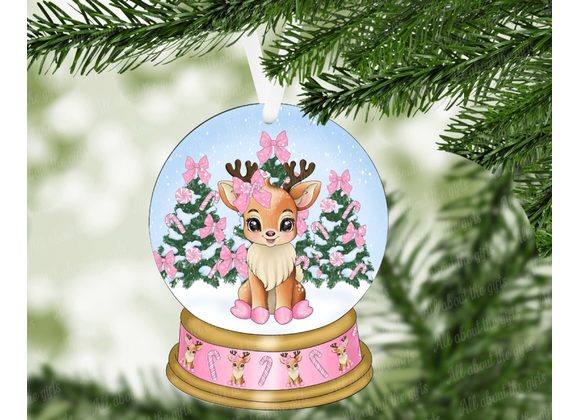 Vixen Reindeer Christmas Ornament 100mm x 78mm Glitter or Gloss MDF