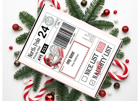 Personalised Christmas Postage Label – Santa Mail Stickers for Nice or Naughty List