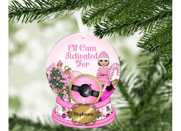 Personalised Elf Cam Activated Ornament – 2 Colour options MDF Snow Globe