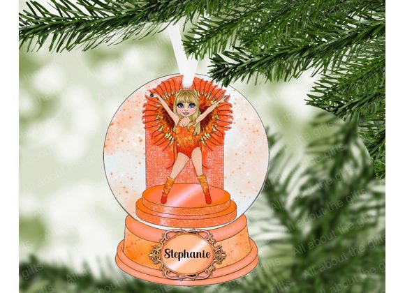 Personalised Show Girl Ornament MDF Snow Globe (Gloss or Glitter Finish)