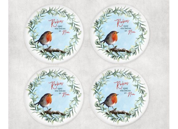 Robins Appear Glass Coasters – Single or Set of 4