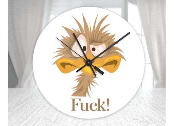 unny Emu Glass Wall Clock – Cheeky Quote Novelty Clock (20cm & 30cm)